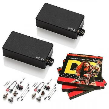 Custom EMG-85 and 81 Active Pickup Set, Black, w 3 sets DR Dimebag Hi-Voltage 9-46