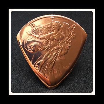 Custom Guitar Plectrum, Pick.  Golden State Mint, Walking Liberty Cooper Bullion Coin.