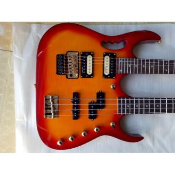 Custom Made 4 String Bass 6 String Guitar Double Neck Cherry Sunburst