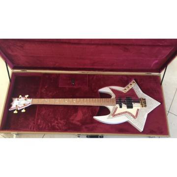 Custom Built Washburn White Bootsy 4 String Bass With Crystals LED Star Inlays