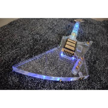 Project German Material Acrylic Body and Neck Explorer Electric Guitar With Led Lights