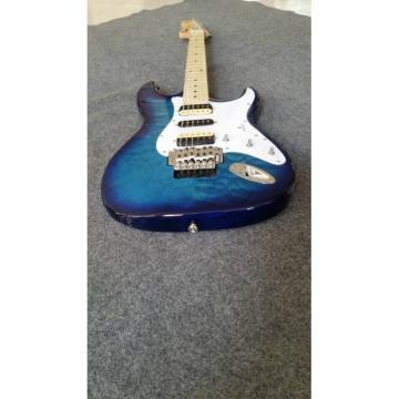 Custom Shop Strat Electric Guitar Transparent Whale Blue Quilted Floyd Rose Tremolo Maple Top
