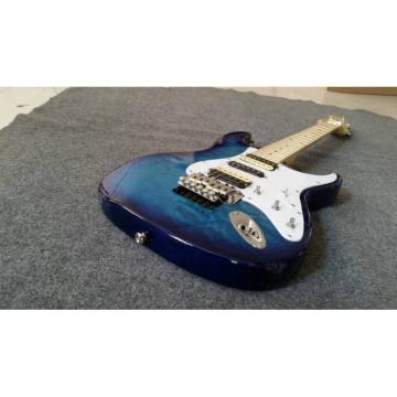 Custom Shop Strat Electric Guitar Transparent Whale Blue Quilted Floyd Rose Tremolo Maple Top