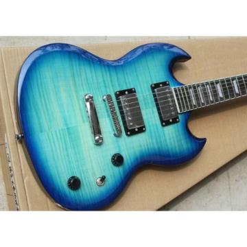 Custom Shop SG Blue Tiger Maple 6 String Electric Guitar
