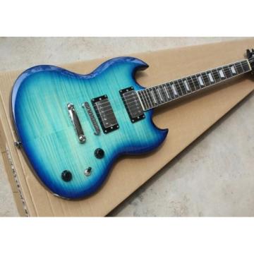 Custom Shop SG Blue Tiger Maple 6 String Electric Guitar