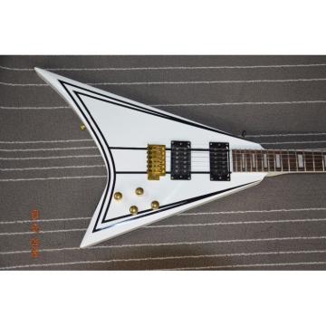 Custom Shop Flying V Jackson White Black Stripe Electric Guitar