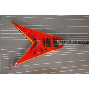 Custom Red Orange Flame Maple Top Dime Dean Electric Guitar