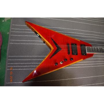 Custom Red Orange Flame Maple Top Dime Dean Electric Guitar