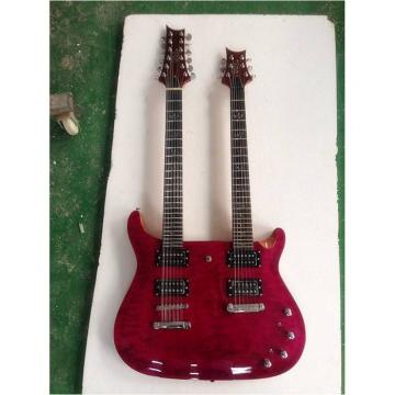 Custom PRS Double Neck Electric Guitar Purple Flame Maple Top