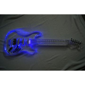 Crystal Stratocaster Blue Led Light Plexiglass Body and Neck Acrylic Electric Guitar