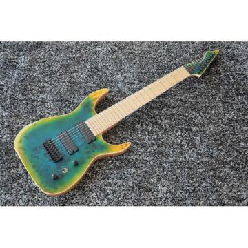 Custom Black Machine 8 String Transparent Blue Maple Fretboard Guitar