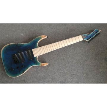 Custom Shop Black Machine 8 String Transparent Blue Maple Fretboard Guitar