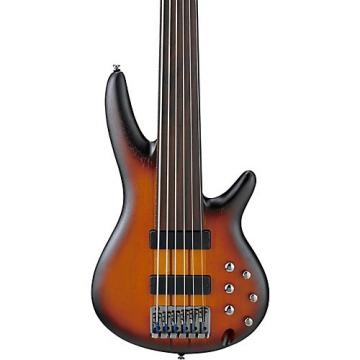 Ibanez SRF706 6-String Fretless Electric Bass Guitar Flat Brown Burst