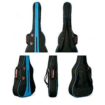 MiraTekk Nylon Cotton Acoustic Guitar Bag Backpack Two Back Pocket Gig Bag Electric Guitar Bag (Blue - 36 inch)