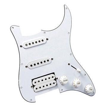 Vinmax 3Ply White Loaded Pickguard HSS w/ Pickups for Squier Strat Guitar Prewired