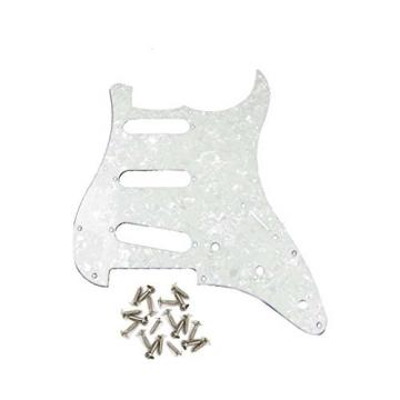 IKN SSS 3Ply Guitar Pickguard White Pearl Pickguard w/Screws for Strat Squier Style Guitar