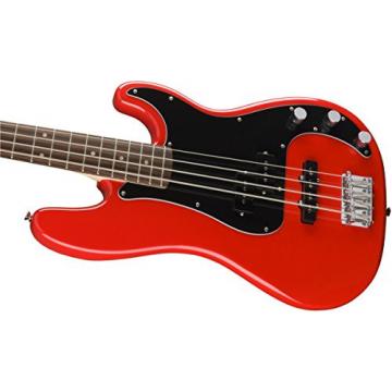 Squier Affinity P/J Electric Bass Guitar - Rosewood Fingerboard, Race Red w/ Stand and Tuner