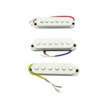 Musiclily 48/50/52MM Single Coil Strat Neck Middle Bridge Pickups Set for Fender ST Stratocaster Electric Guitar, White Cover