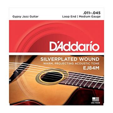 D'Addario EJ84M Gypsy Jazz Acoustic Guitar Strings, Loop End, Medium, 11-45