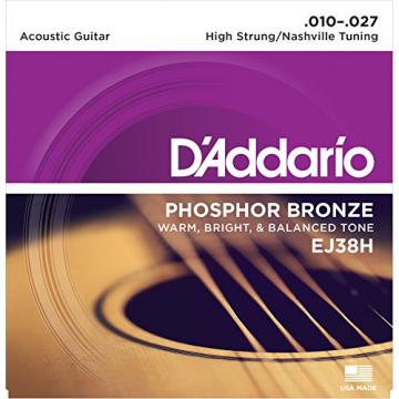 D'Addario EJ38H Phosphor Bronze Acoustic Guitar Strings, High Strung/Nashville Tuning, 10-27