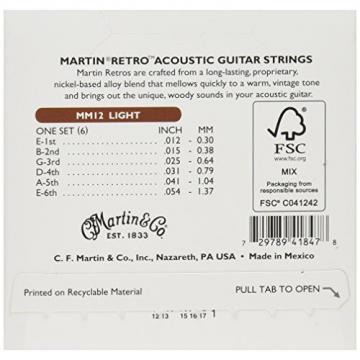 Martin MM12 Retro Monel Acoustic Guitar Strings, Light, 12-54