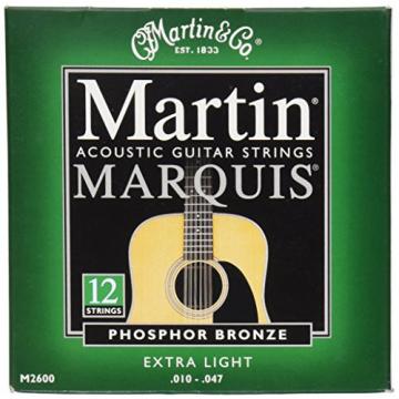 Martin M2600 Marquis Phosphor Bronze 12 String Acoustic Guitar Strings, Extra Light