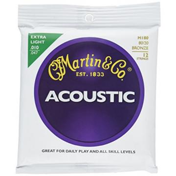 Martin M180 80/20 Bronze 12-String Acoustic Guitar Strings, Extra Light