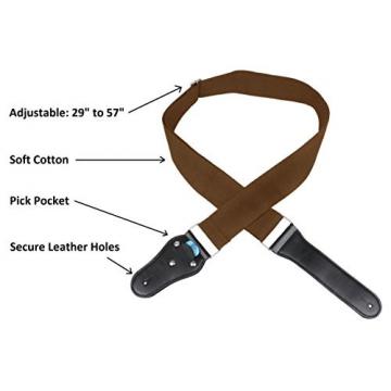 Acoustic Guitar Strap - Soft Cotton no Slide During Playing and Cut Into Your Body Like Nylon - Wide Adjustment Range and Secure Leather Holes-Suitable for All Ages - Classical Design