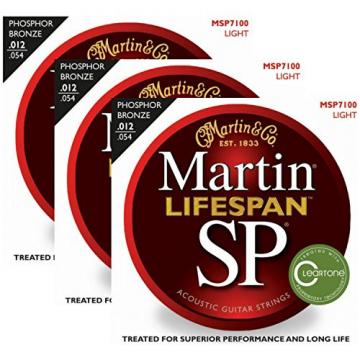 3 Packs of Martin MSP7100 Lifespan SP Light Acoustic Guitar Strings