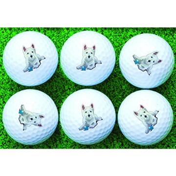 Westie West Highland Terrier Martin Wiscombe 6 X Printed Golf Balls