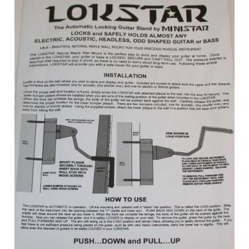 LOKSTAR Automatic Locking Guitar Wall Hanger, holds any Electric/Acoustic/Bass, LS-3