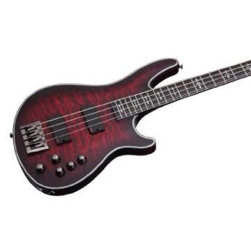 Schecter Hellraiser Extreme-4 4-String Bass Guitar, Crimson Red Burst Satin