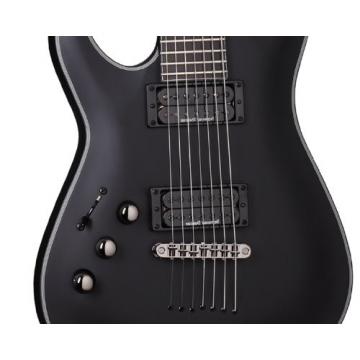 Schecter Blackjack Slim Line Series C-7 Left Handed 7-String Electric Guitar, Satin Black, with Passive Pickups