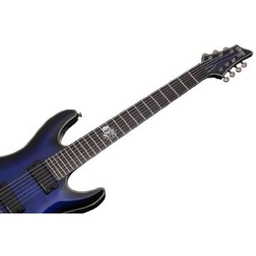 Schecter Blackjack Slim Line Series C-7 7-String Electric Guitar, See-Thru Blue Burst, with Active Pickups
