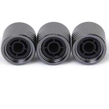 3pcs Domed Volume Tone Control Knob for Electric Guitar- Black with White Top