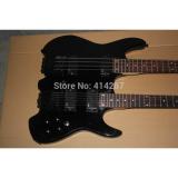 Custom Shop Double Neck Black Steinberger 24 Frets Headless Electric Guitar