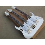 Custom Ibanez White JEM 7V Triple Neck 6/6/12 Strings Guitar