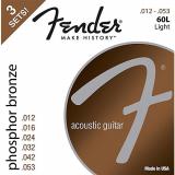 Fender 60L Phosphore Bronze Acoustic Guitar Strings, Light Gauge 12-53 (3-Pack)