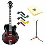 Ibanez AF75TRS Hollow Body Electric Guitar in Mahogany with Polishing Cloth, Stand and Pegwinders